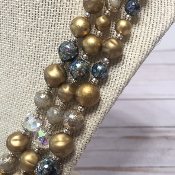 necklace vintage beaded style marked Japan gold multi strand - Picture 6 of 13